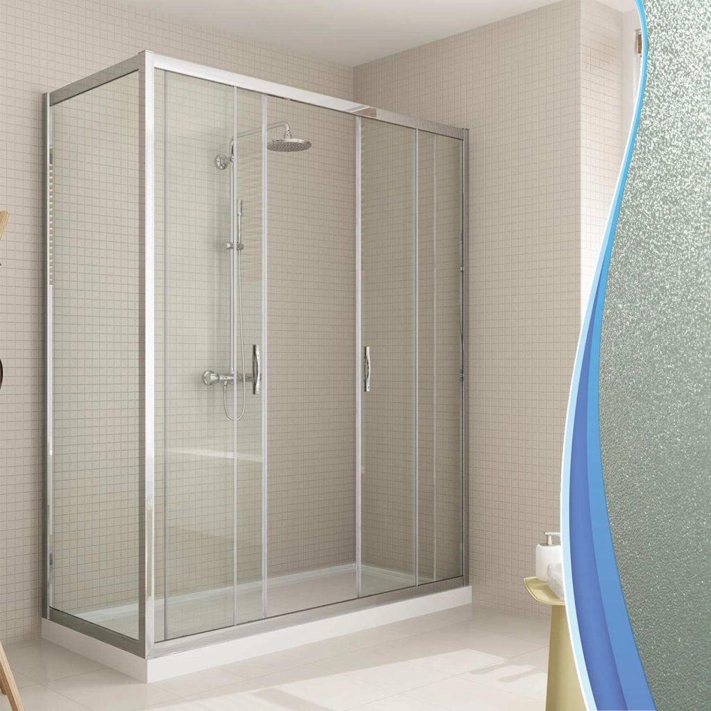 Box Doccia Angolare 75x170 cm 2 Ante Scorrevoli in Cristallo Opaco 6mm H198 Fosterberg Viborg Duo