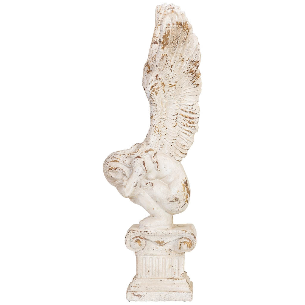 Figura decorativa angelo in magnesio bianco 32x30x95,5h cm
