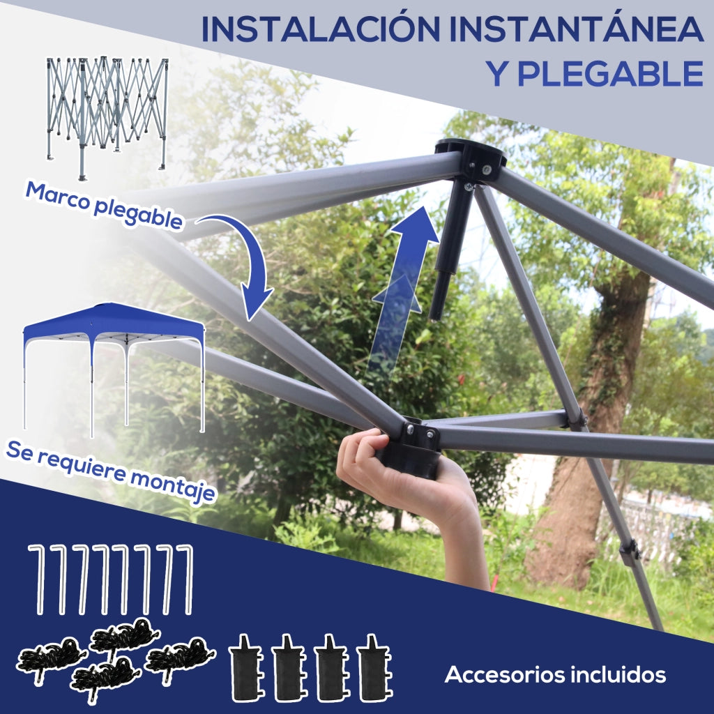 Cenador da giardino 2,5x2,5x2,7 m con altezza regolabile ¨C zephmum ¨C blu, impermeabile, anti-UV