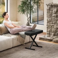 Sgabello per Pianoforte Pieghevole e Regolabile su 4 Altezze, in Pelle PU, Schiuma e Metallo, 60x32x53-63 cm, Nero