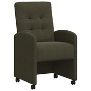 Sedie da Pranzo con Ruote 2 pz | Sedie da cucina Verde militare 58 x 67 x 97 cm