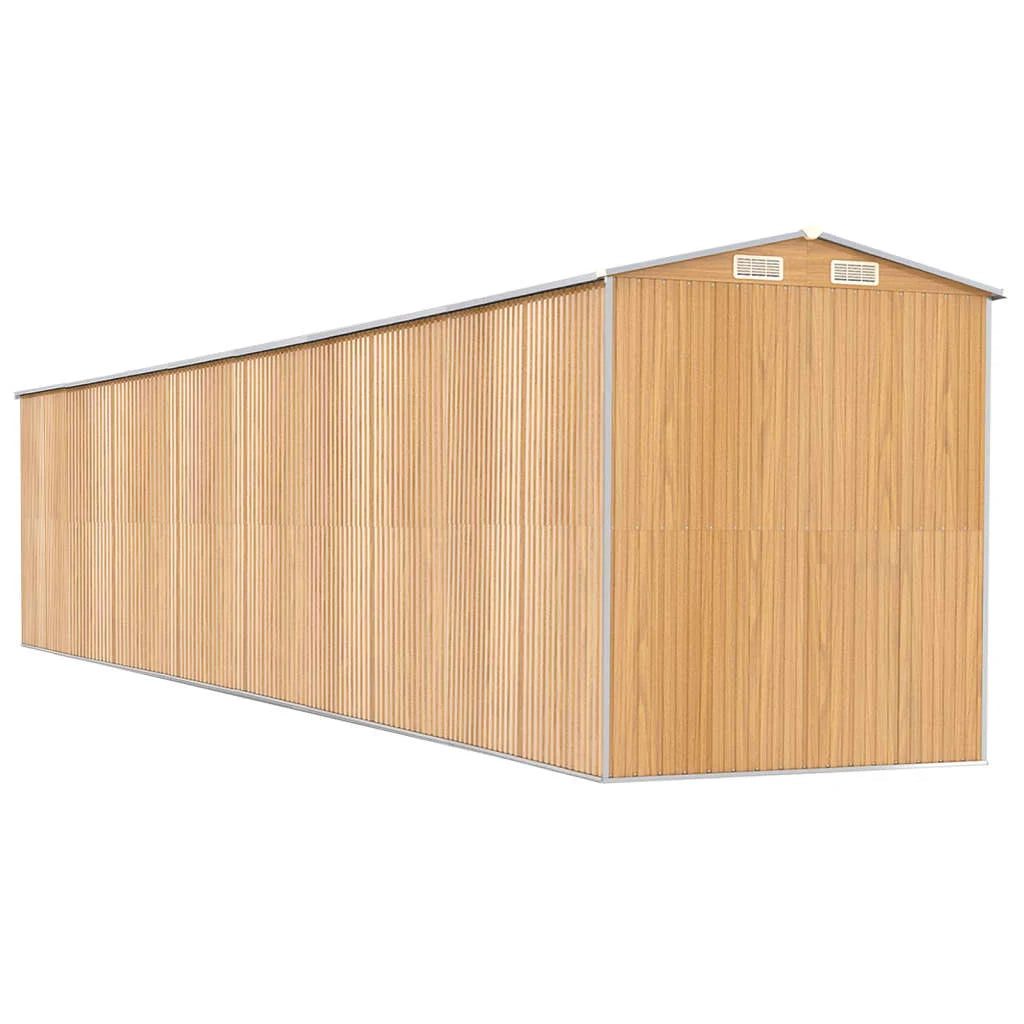 Casetta da giardino cabina ripostiglio capanno da esterno capanno per attrezzi robusta colore chiaro 192 x 1021 x 223 cm acciaio zincato marrone 02_0022299