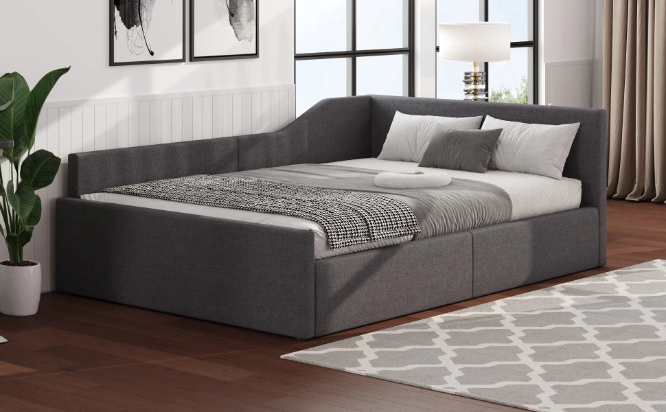 Letto giorno con contenitore in MDF e compensato grigio 140x200 cm