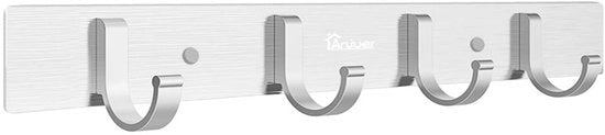 Capocapanno in alluminio sbalzato a specchio con 4 ganci per uso in camera da letto, bagno, cucina, accessori per capelli, cappelli, chiavi, borse e oggetti personali.