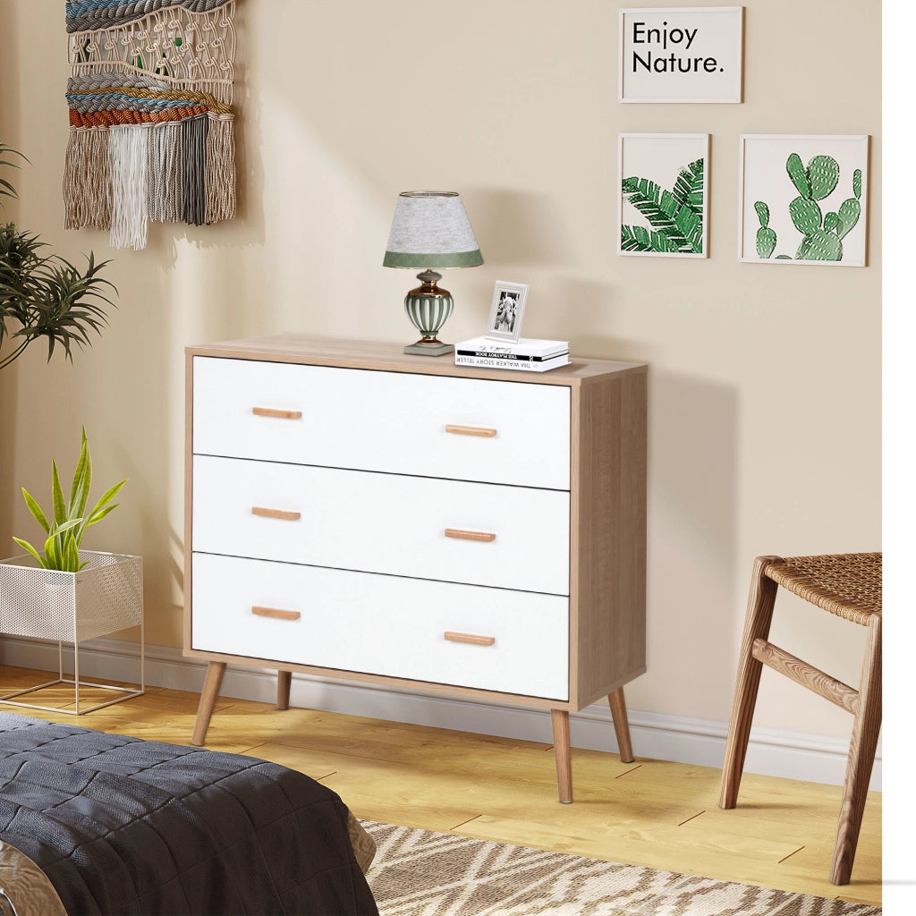 Cassettiera 3 Cassetti in Legno ¨C Zephmum ¨C 80x39x80 cm Bianco Legno