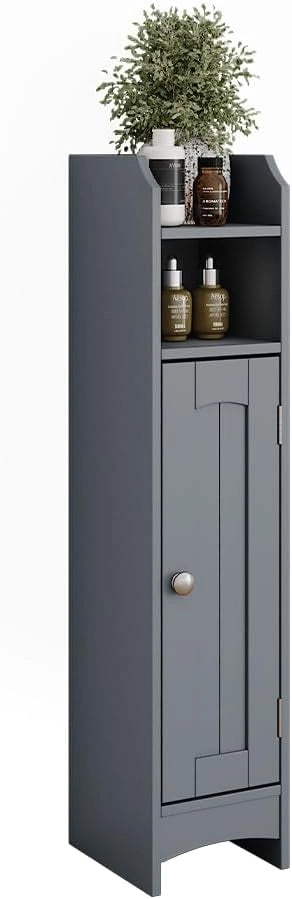 mobiletto bagno Bianco, Grigio, 18 x 81 cm con 5 scomparti