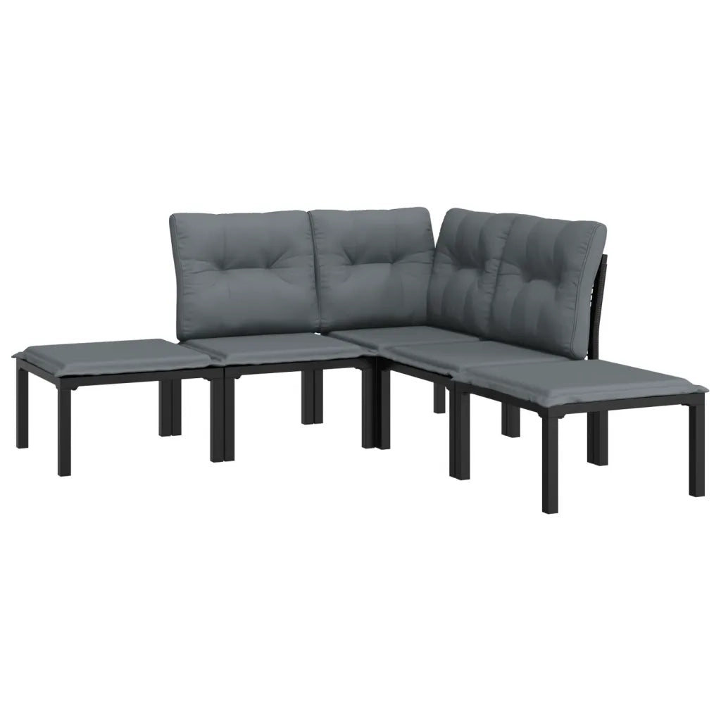 Set Salotto da Giardino 5 pz Nero e Grigio in Polyrattancod mxl 100678
