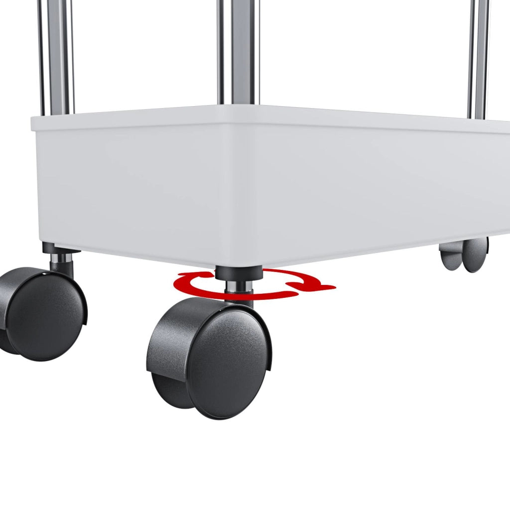 Carrello Portaoggetti A 4 Ripiani Mobile Salvaspazio In Plastica Con Ruote Struttura In Acciaio Per Spazi Ridotti Cucina Bagno Lavanderia Camera Da Letto Salotto Studio 40 x 13 x 85 Cm (Bianco)