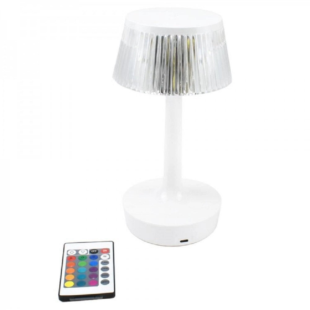Trade Shop - Lampada Da Tavolo In Cristallo Decorativa Con Led Rgb Touch Bianco 5v Q-tl153 -