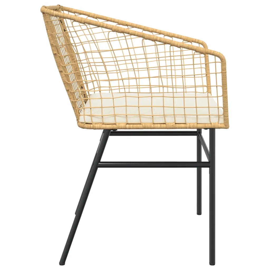 Sedie da Giardino 2 pz | Sedie da Esterno con Cuscini Marrone in Polyrattan