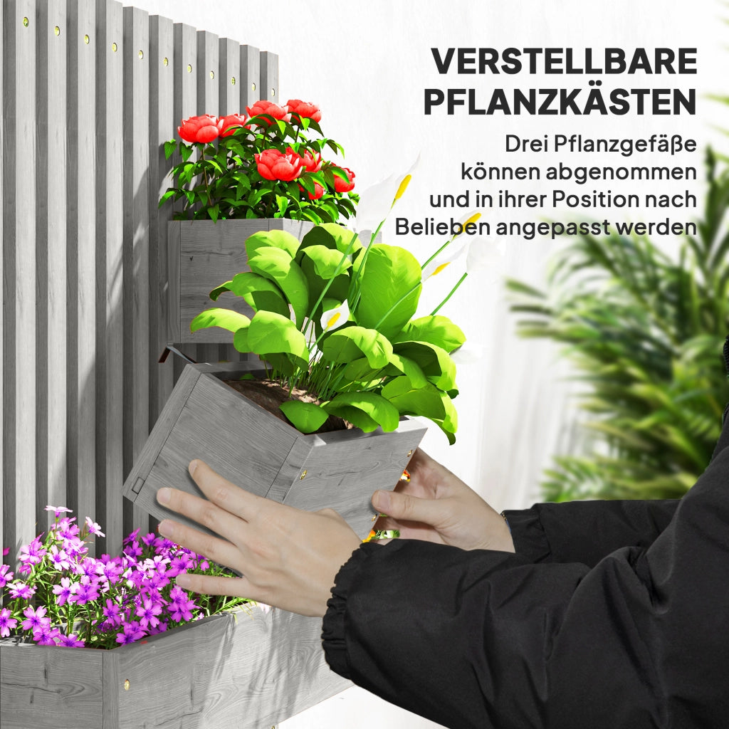 Vaso da fiori per parete set ¨C Minimal ¨C legno massello 80x60x16 cm