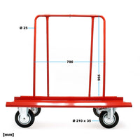 Carrello porta pannelli fino a 800 kg Trasporto carichi, pannelli in cartongesso e legno Con 4 ruote