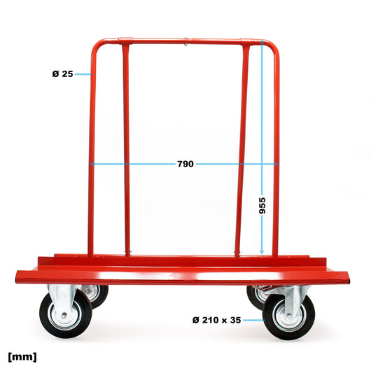 Carrello porta pannelli fino a 800 kg Trasporto carichi, pannelli in cartongesso e legno Con 4 ruote
