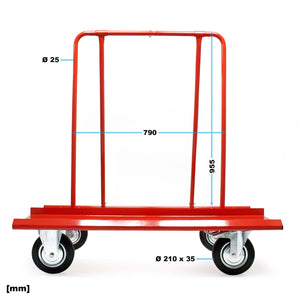 Carrello porta pannelli fino a 800 kg Trasporto carichi, pannelli in cartongesso e legno Con 4 ruote