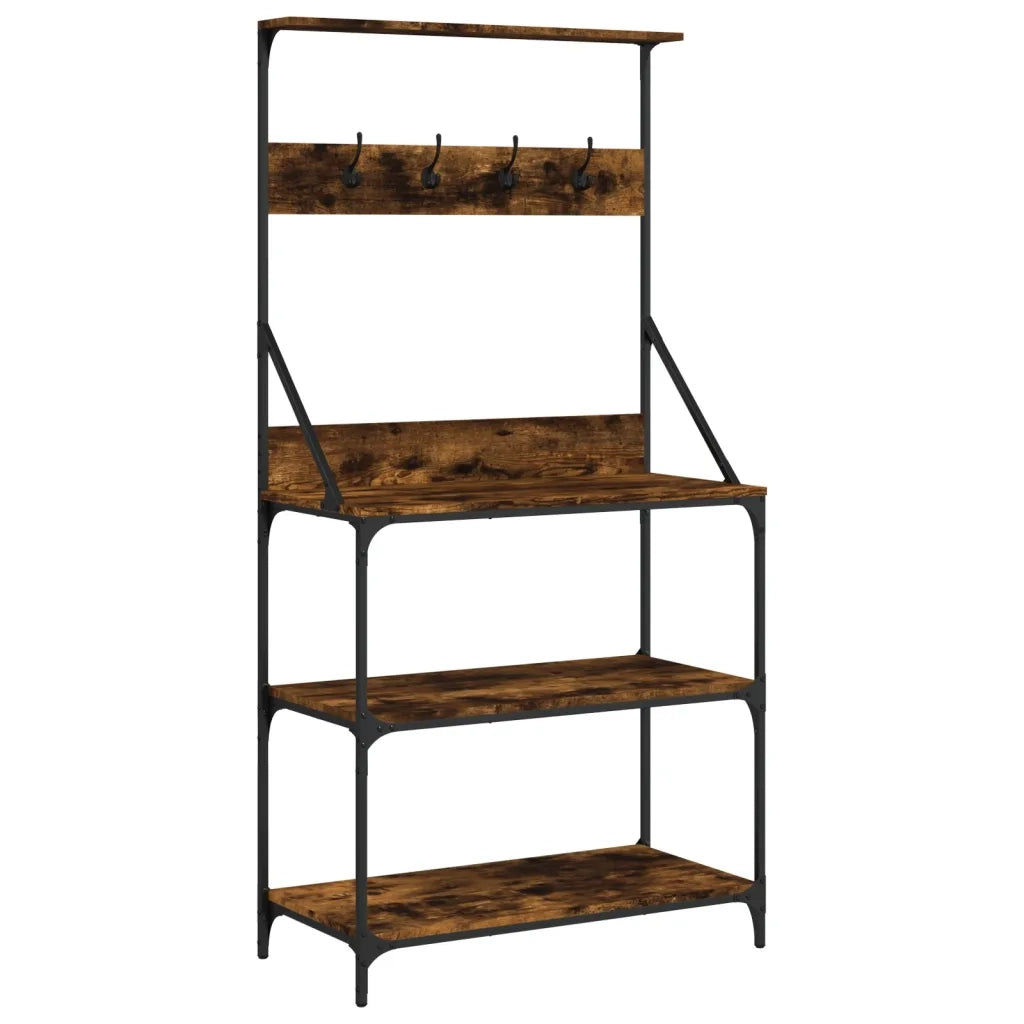 Scaffale Cucina Ganci 4 Ripiani Rovere Fumo Legno Multistrato CFW8540012