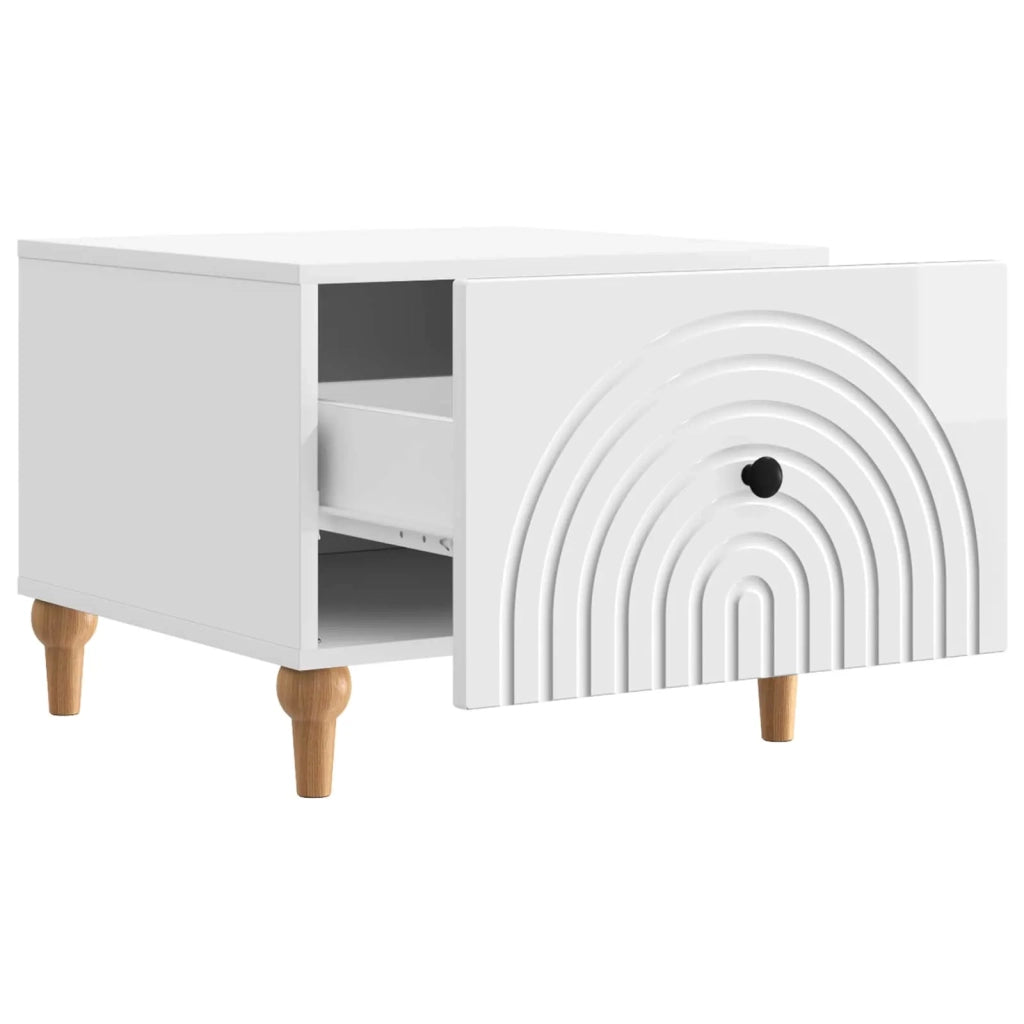 Tavolino da salotto con cassetto Bianco Lucido 49 x 50 x 40 cm