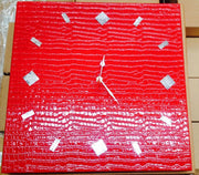 Orologio da Parete Effetto Coccodrillo Colore Rosso 40 cm