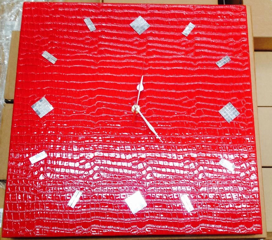 Orologio da Parete Effetto Coccodrillo Colore Rosso 40 cm