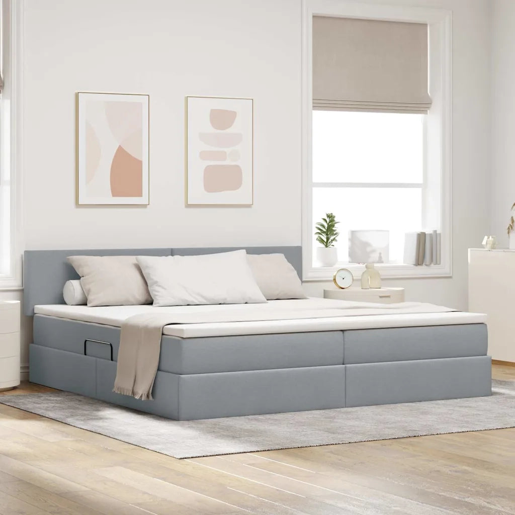 Letto con contenitore e materasso Grigio chiaro 200 x 200 cm 3370467
