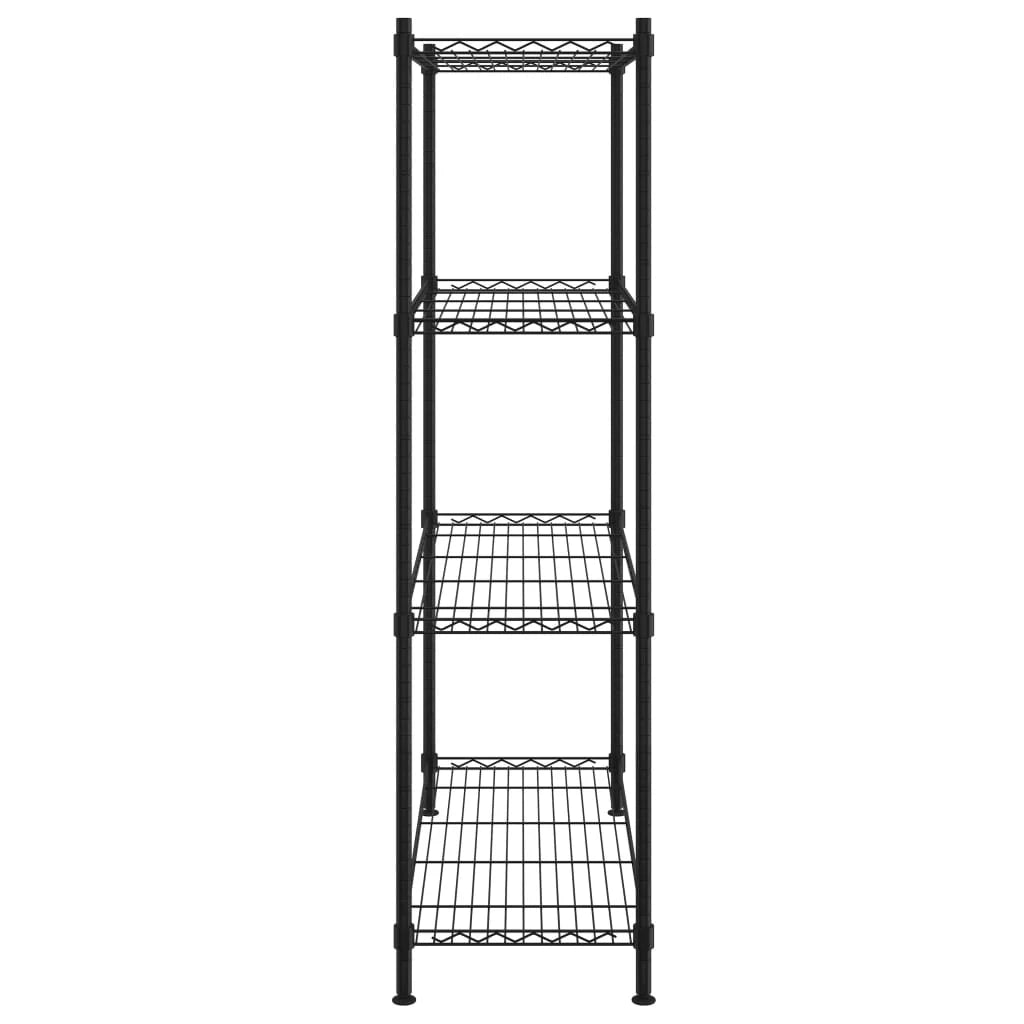 Scaffale portaoggetti a 4 ripiani 90 x 35 x 137 cm nero capacità 200 kg 02_0000695