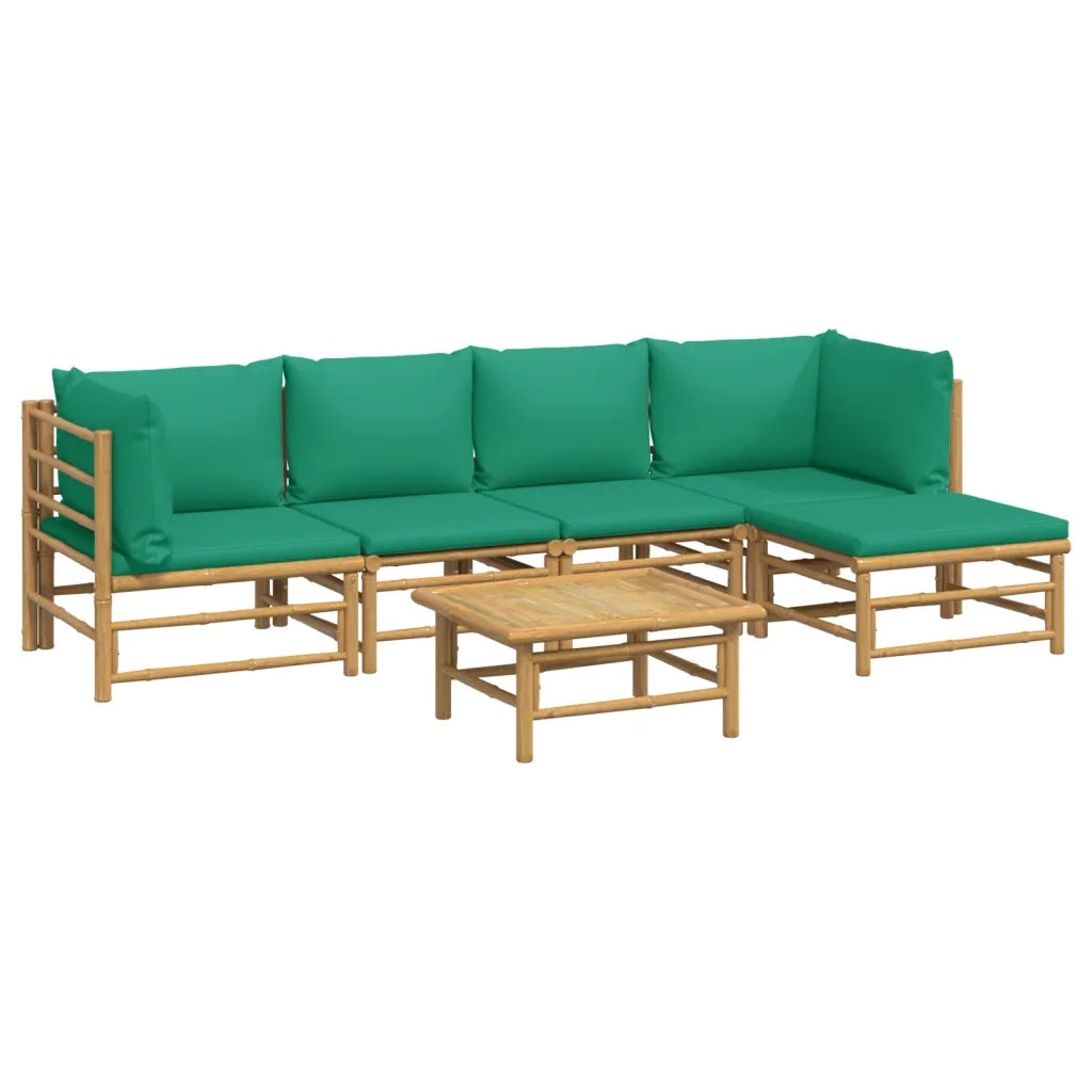 Set Salotto da Giardino 6pz con Cuscini Verdi BambÃ¹cod mxl 76343