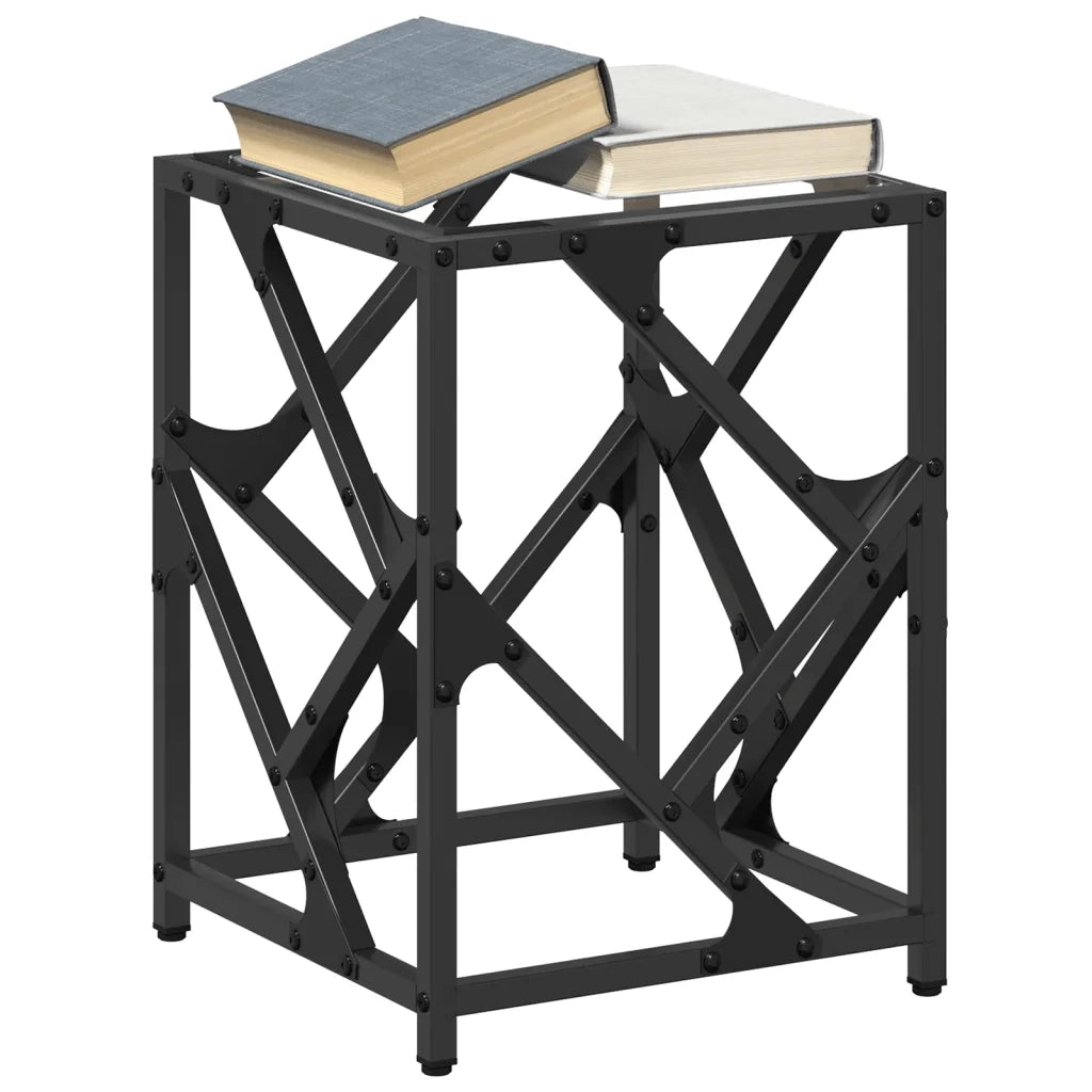 Tavolino Salotto con Piano Vetro Trasparente-Tavolino da soggiorno 30x30x41cm Acciaio