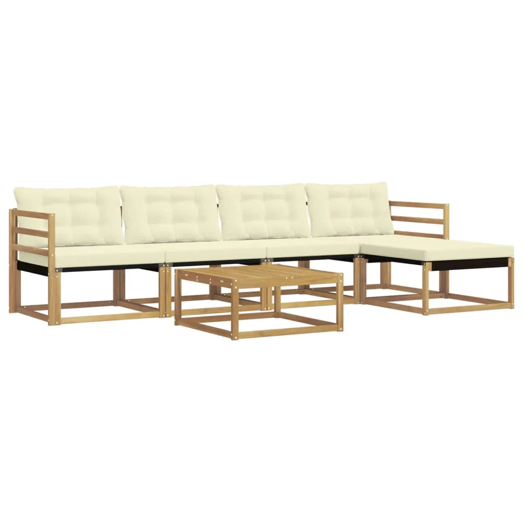 Set di divani da esterno 6 pz Bianco e Crema 3388600