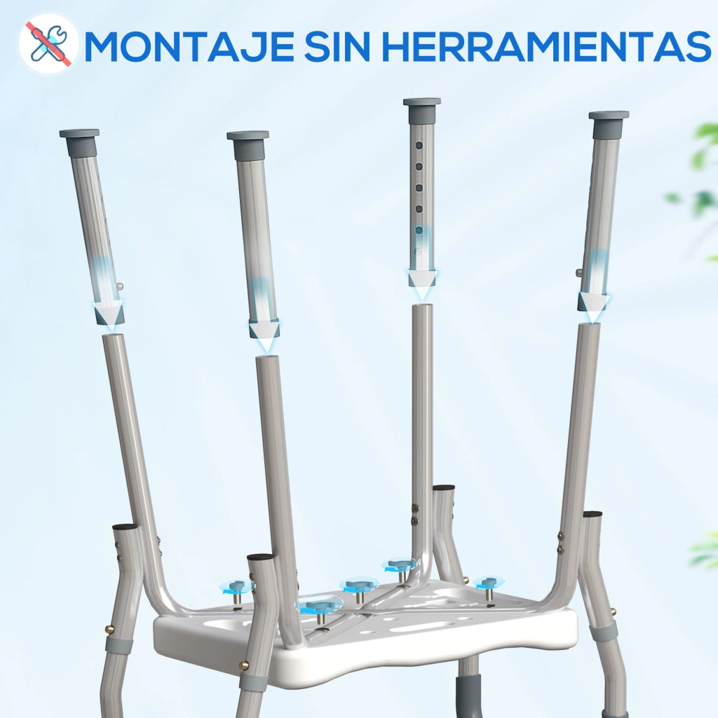 Sgabello da doccia regolabile per anziani ¨C zephmum ¨C 52x45x69 cm bianco e azzurro