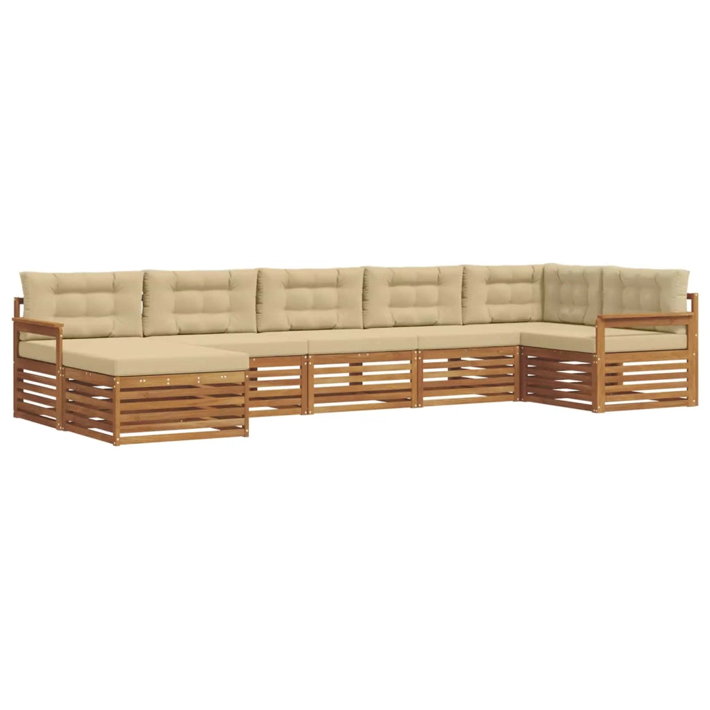 Set di divani da esterno con cuscino 7 pcs Naturale e Beige