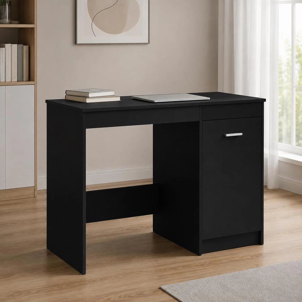 Desk Black 100x50x76 Cm Wood Material