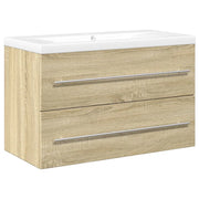 Set Mobili da Bagno | Armadio da bagno 2 pz Rovere Sonoma in Legno Multistrato
