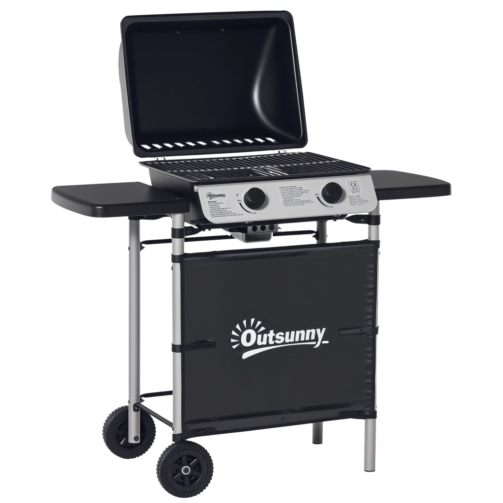 Barbecue a Gas 2 Bruciatori ¨C Xylo ¨C Acciaio Inossidabile Nero 104x49x99cm