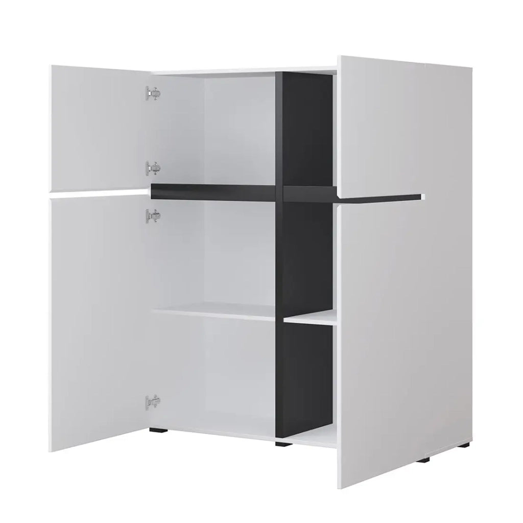 Buffet alto colori bianco e nero L120xH140xP40 collezione HAVANA. Bahut alto design con 4 porte.