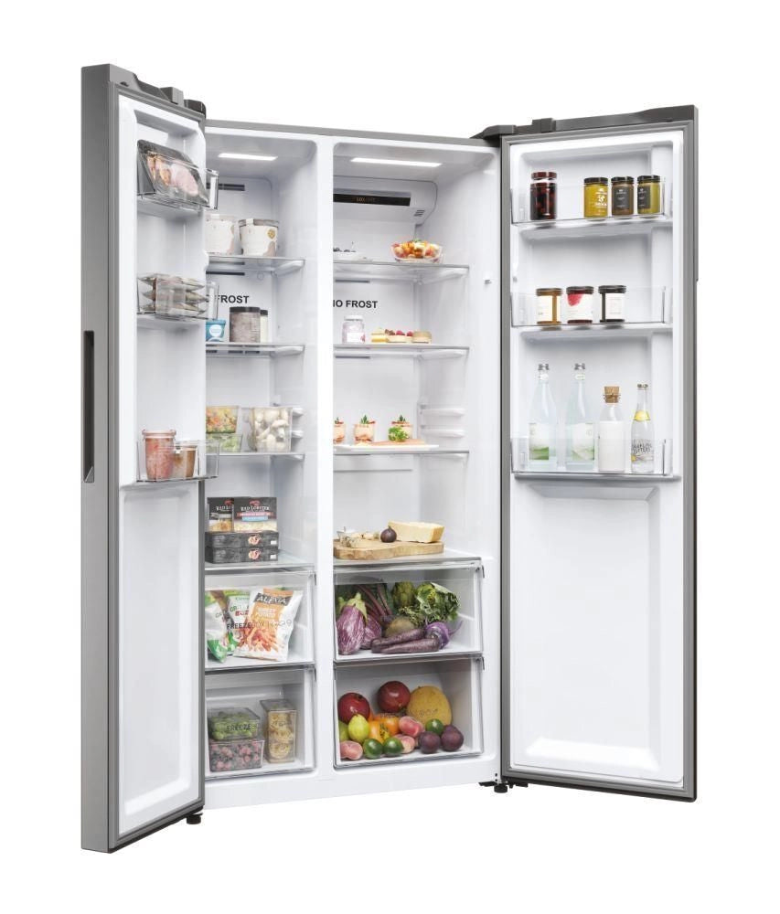 Haier HSR5918DNMP Serie 5 Frigorifero Side-by-Side 528 L Altezza 1775 cm Classe Energetica D Total No Frost Display Touch e Funzione Super Cooling Colore Platinum Inox