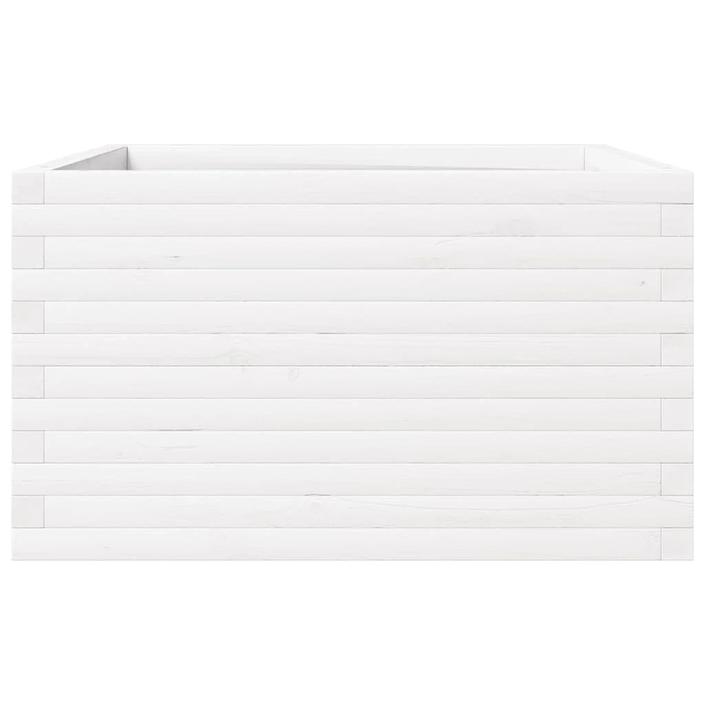 Fioriera rialzata per piante e fiori terrazza giardino 80 x 80 x 46 cm legno di pino massiccio bianco 02_0037916