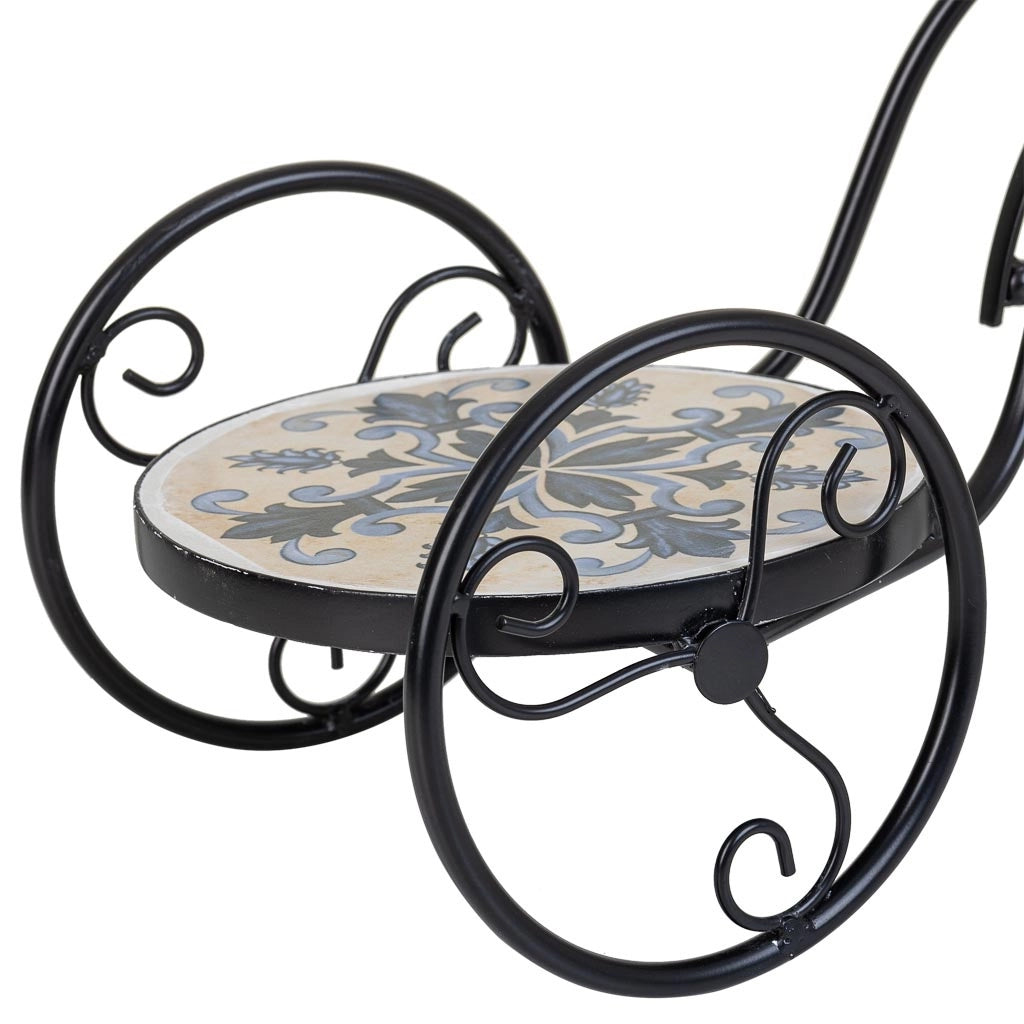 Supporto bici in mosaico Beige e ferro battuto 53x23,5x36h