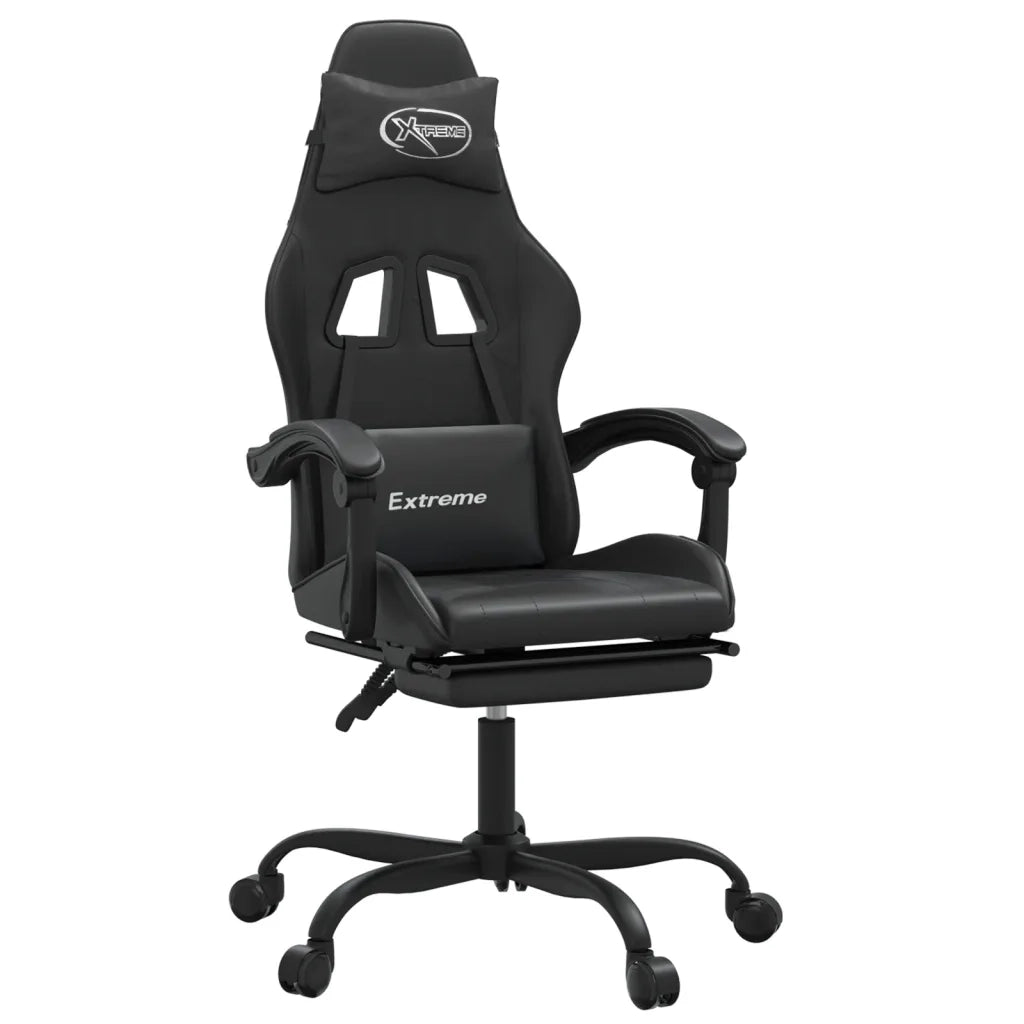 vidaXL Sedia da Gaming con Poggiapiedi Nero in Similpelle