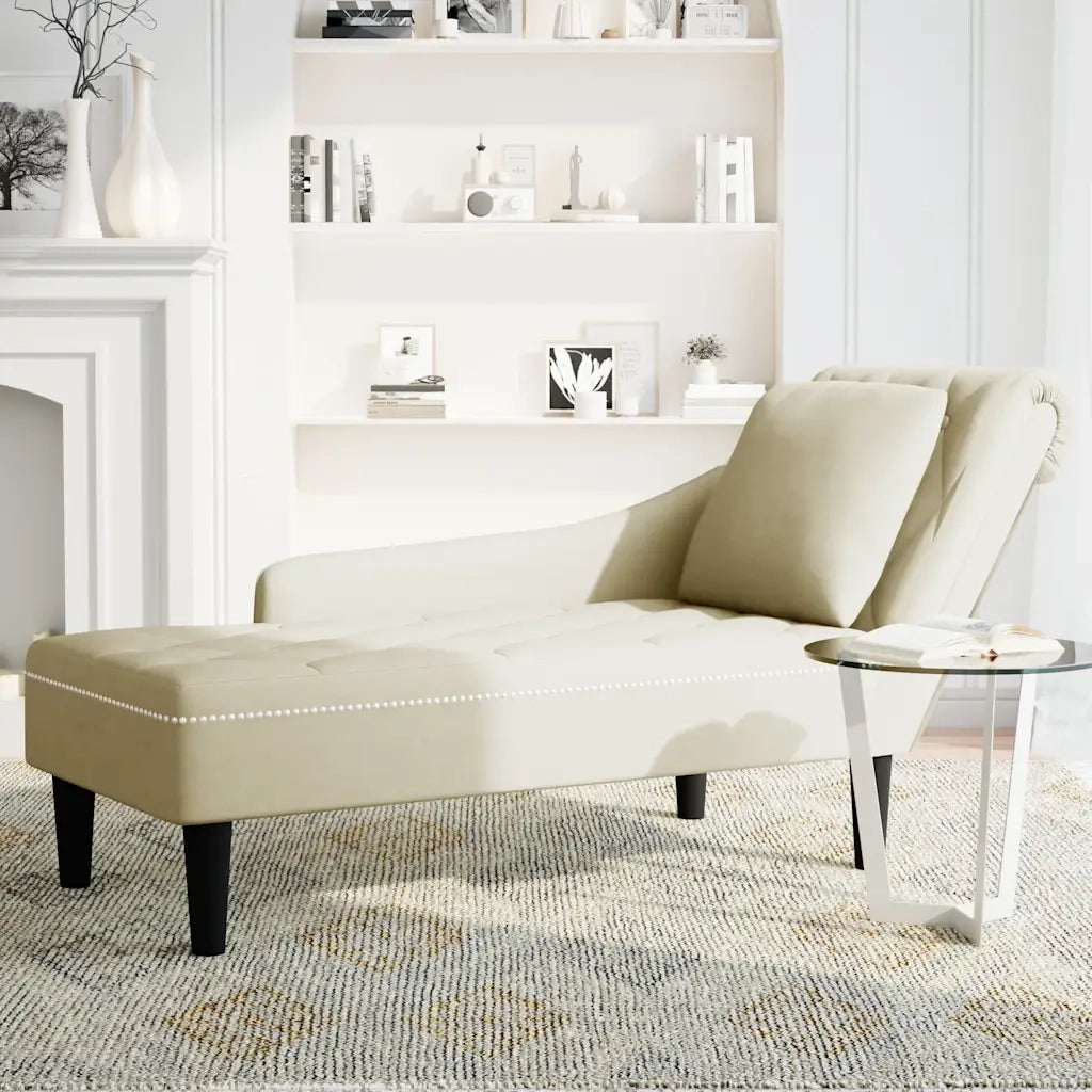 Sdraio con Cuscino e Bracciolo Destro in Velluto Crema CFW5847651