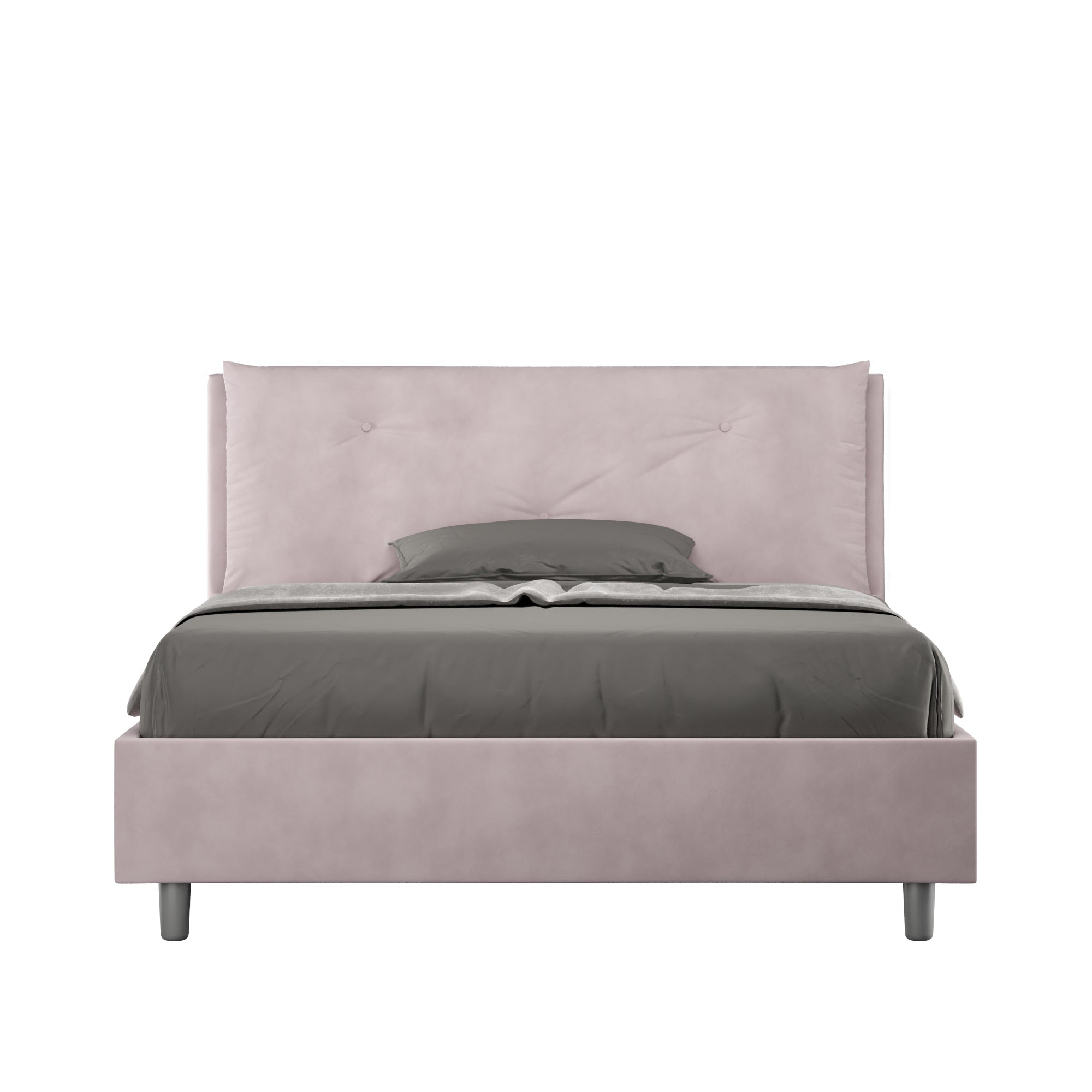 Letto Matrimoniale Francese 140x210 cm con Rete e Contenitore Imbottito in Microfibra Appia Large Glicine