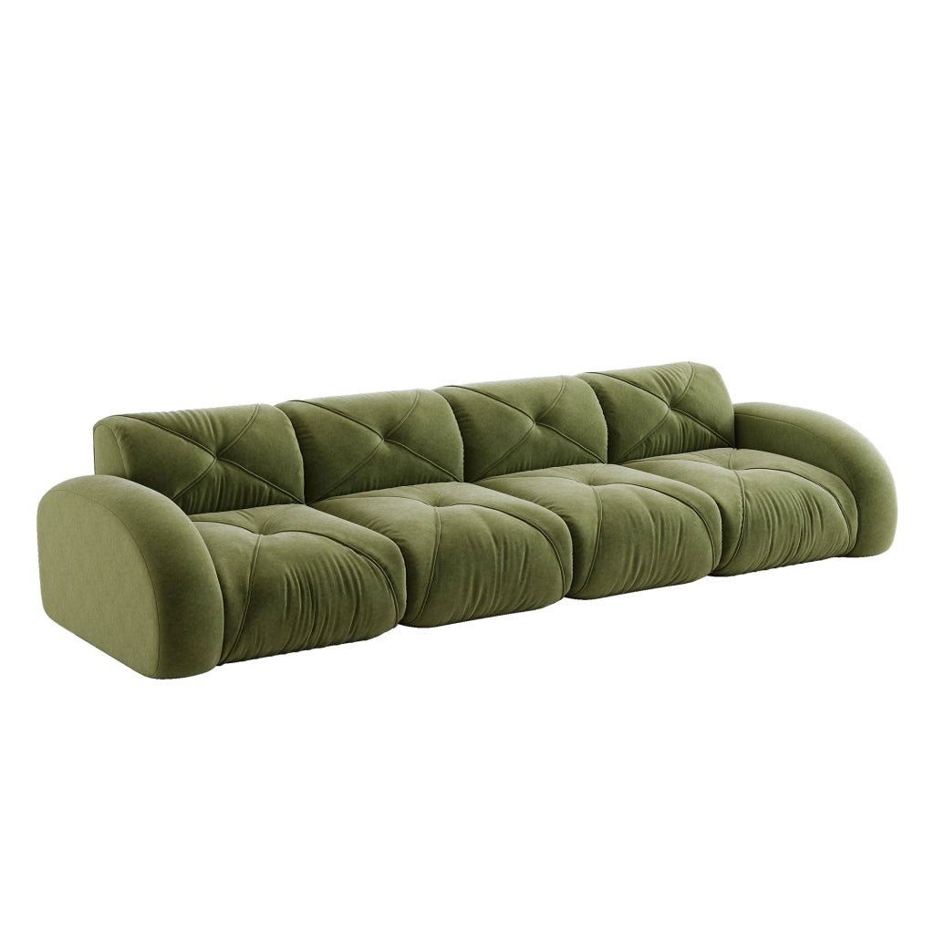 Divano Modulare 4 Posti in Tessuto Chenille ¨C Xylo ¨C Verde, Soggiorno