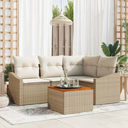 Set Divano da Giardino con cuscino 5 pcs Beige polyrattan