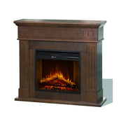 Caminetto Lentella, Camino Elettrico Superficie Riscaldabile 30 m2, 110x36x100h cm Marrone Noce