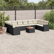 Set Divani da Giardino 11 pz con Cuscini in Polyrattan Nero 3224292