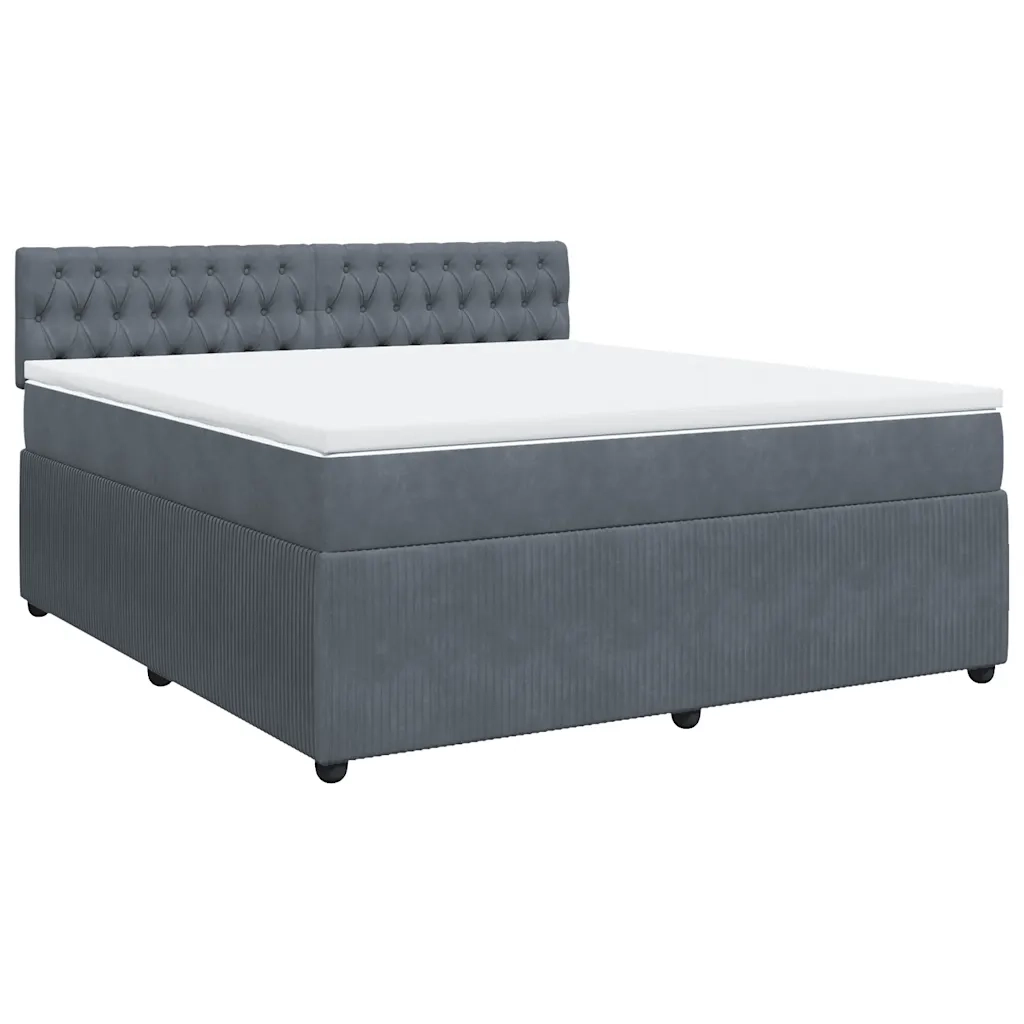 Giroletto a Molle con Materasso Grigio Scuro 180x200 cm Velluto