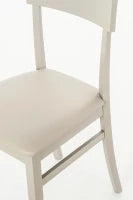 E-STYLO Sedia in legno laccato grigio chiaro con seduta rivestita in similpelle, imbottita, 44cm X 45cm H. 82cm.