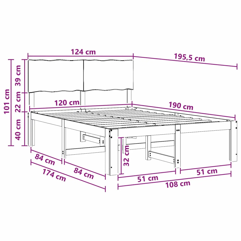 Letto matrimoniale con testiera ROSTOCK Naturale 120 x 190 cm 903318