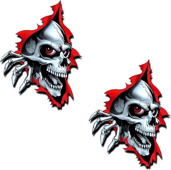 Sticker Decorativo Della Testa di Morto Decorazione per Auto Motocicletta Casco Tavola Laptop Halloween 2Pezzi