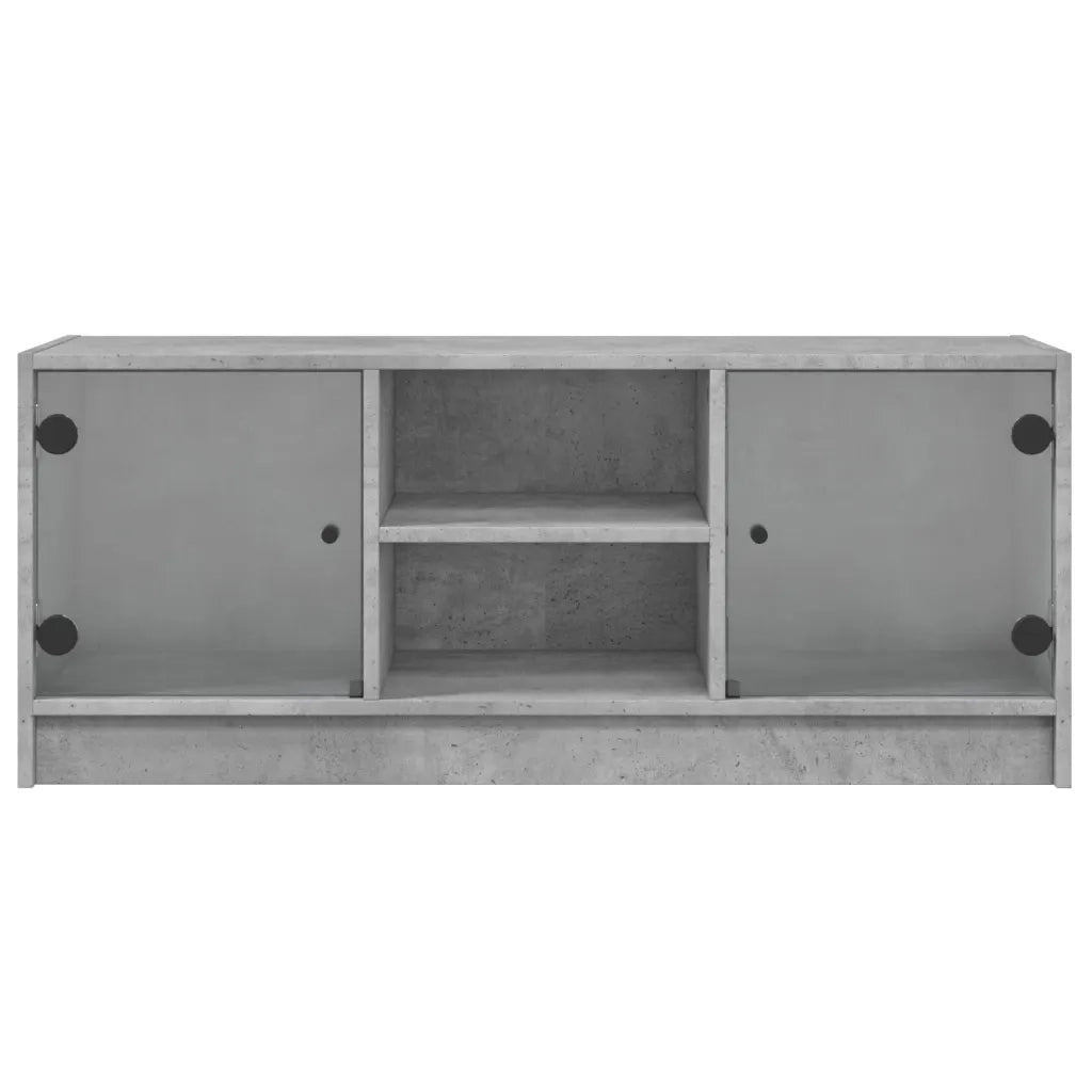Mobile Porta TV con Ante-Mobile per TV-Credenza TV in Vetro Grigio Cemento 102x37x42 cm 147573