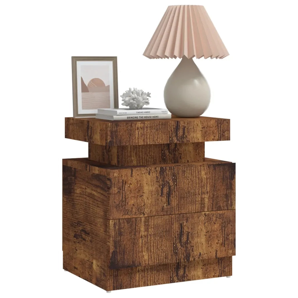 Comodino | Armadio da Notte | Mobiletto da notte Rovere Fumo 45x35x52 cm in Legno Multistrato
