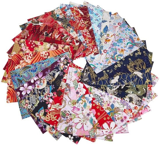 Tessuto Quadrato 30 pezzi - Stile Giapponese - 20 x 21 cm - Cotone - Patchwork - Motivi Fiorali - Decorazione Artigianale - Tessuto Patchwork